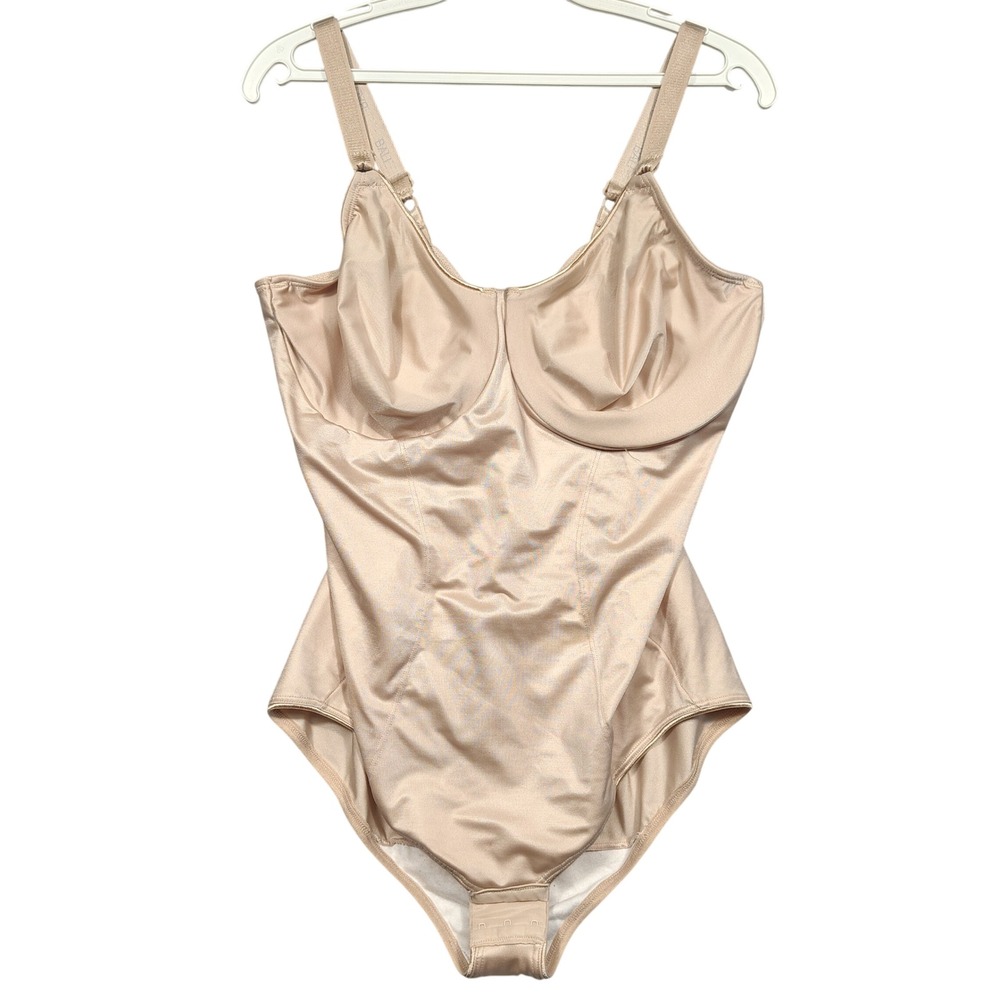 Bali Body Shaper Women 38DD Underwire Firm Control Bodysuit Beige Solid 8265